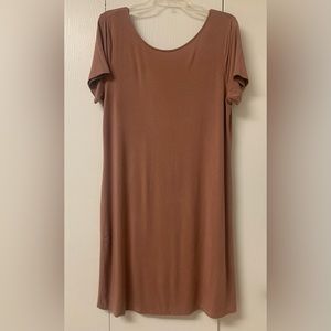 Daily Ritual Midi Length Dress Short Sleeve Brown Size Large